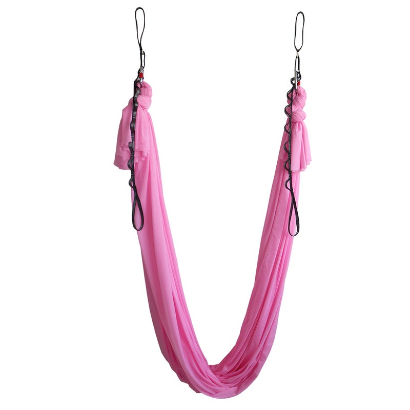 WELLSEM Aerial Yoga Hammock 5.5 Yards Aerial Pilates Silk Yoga Swing Set Include Carabiner,Daisy Chain, Pose Guide (Cherry Pink) - Image 1
